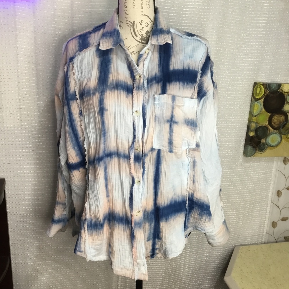 We The Free Tie Dye Button Front Blouse